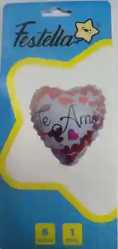 Globo Metalizado Corazon 6" Te Amo Ref. 5 X 1