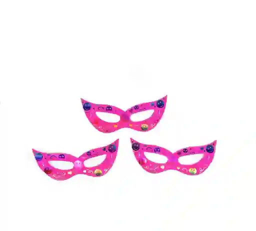 Antifaz De Carton Fucsia Neon Caritas Felices X 12 Unidades