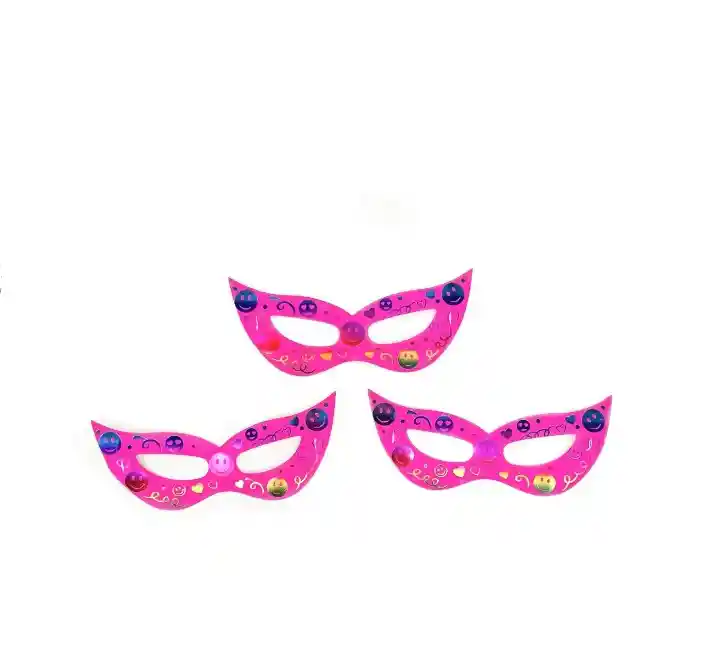 Antifaz De Carton Fucsia Neon Caritas Felices X 12 Unidades