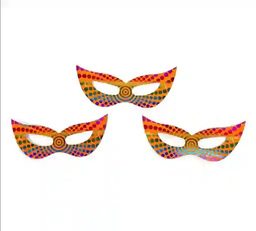 Antifaz De Carton Naranja Neon Puntos X 12 Unidades