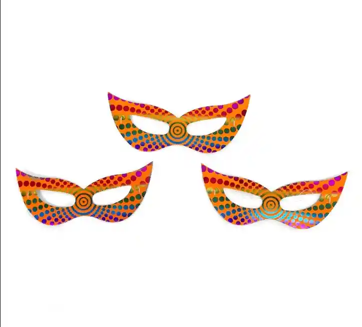 Antifaz De Carton Naranja Neon Puntos X 12 Unidades