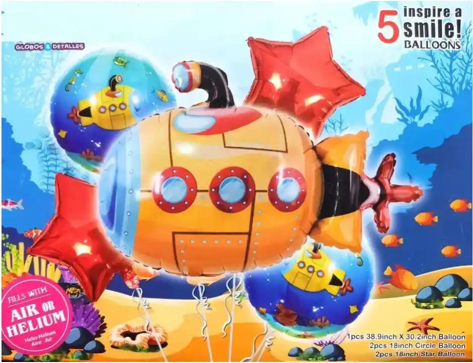 Bouquet De Globos Submarino X 5 Piezas
