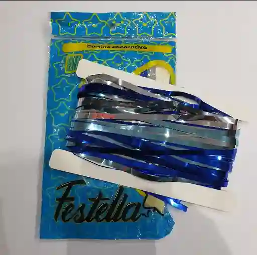 Cortina De Fiesta Lisa 2mx 1m Tricolor Azul Festella