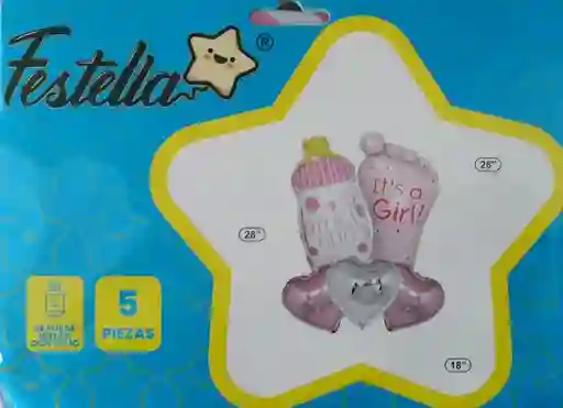 Bouquet De Globos Its A Girl X5 Piezas Marca Festella
