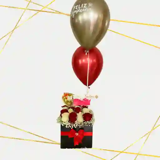 Caja De Rosas, Chocolates Y Globos