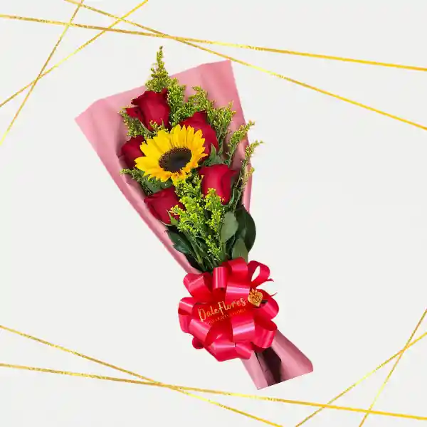 Ramillete De Rosas Y Girasol