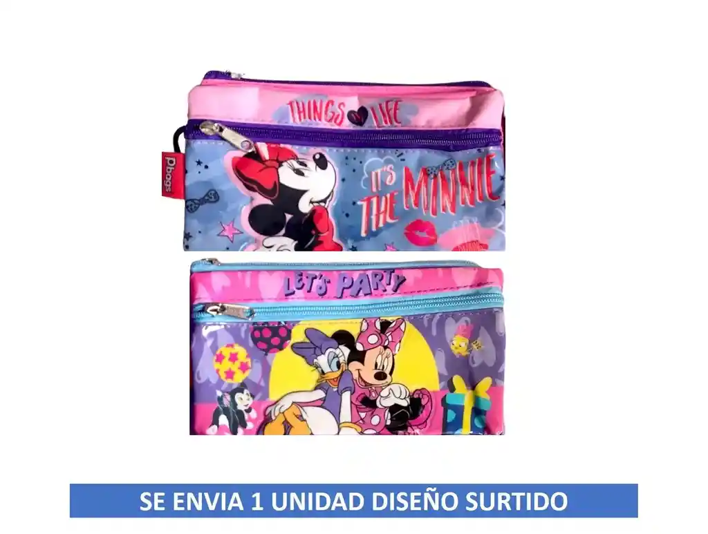 Cartuchera Para Niña 3 Bolsillos Motivo Minnie Primavera