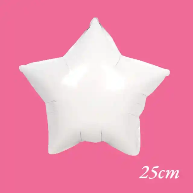 Globo Metalizado Estrella Color Blanco 25cm (9") X1 Unidad