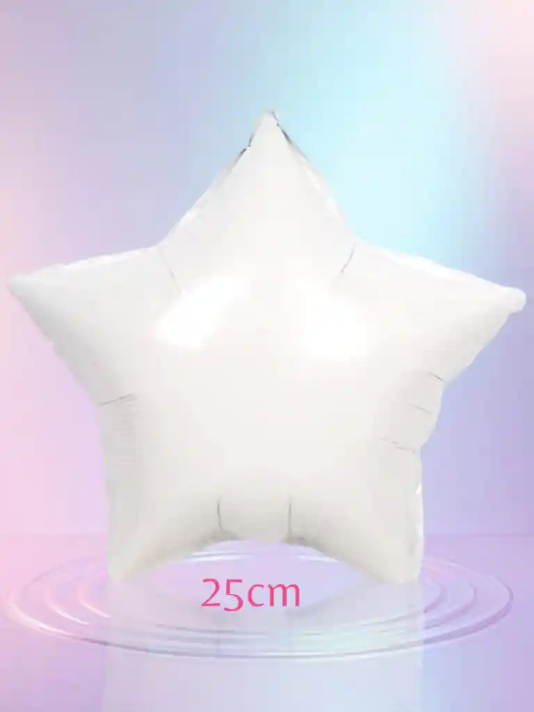 Globo Metalizado Estrella Color Blanco 25cm (9") X1 Unidad