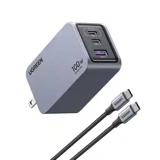 Cargador Ugreen Nexode Pro 100w 3 Puertos Usb-c Gris (25873)