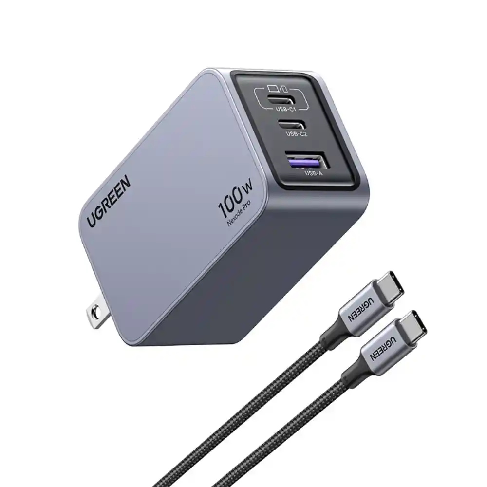 Cargador Ugreen Nexode Pro 100w 3 Puertos Usb-c Gris (25873)