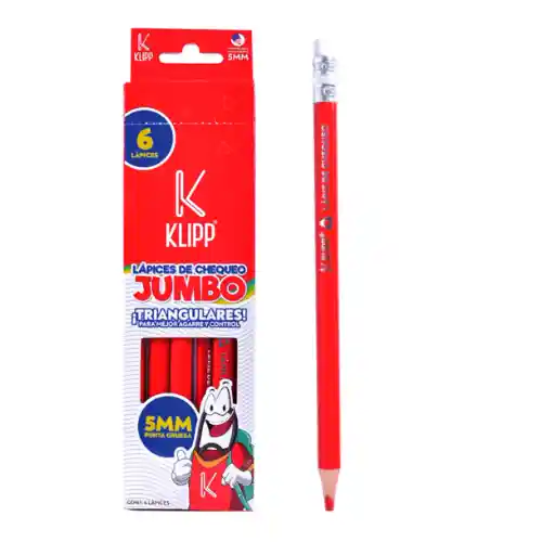 Lapiz Rojo Chequeo Jumbo Triangular Cjx6und Klipp