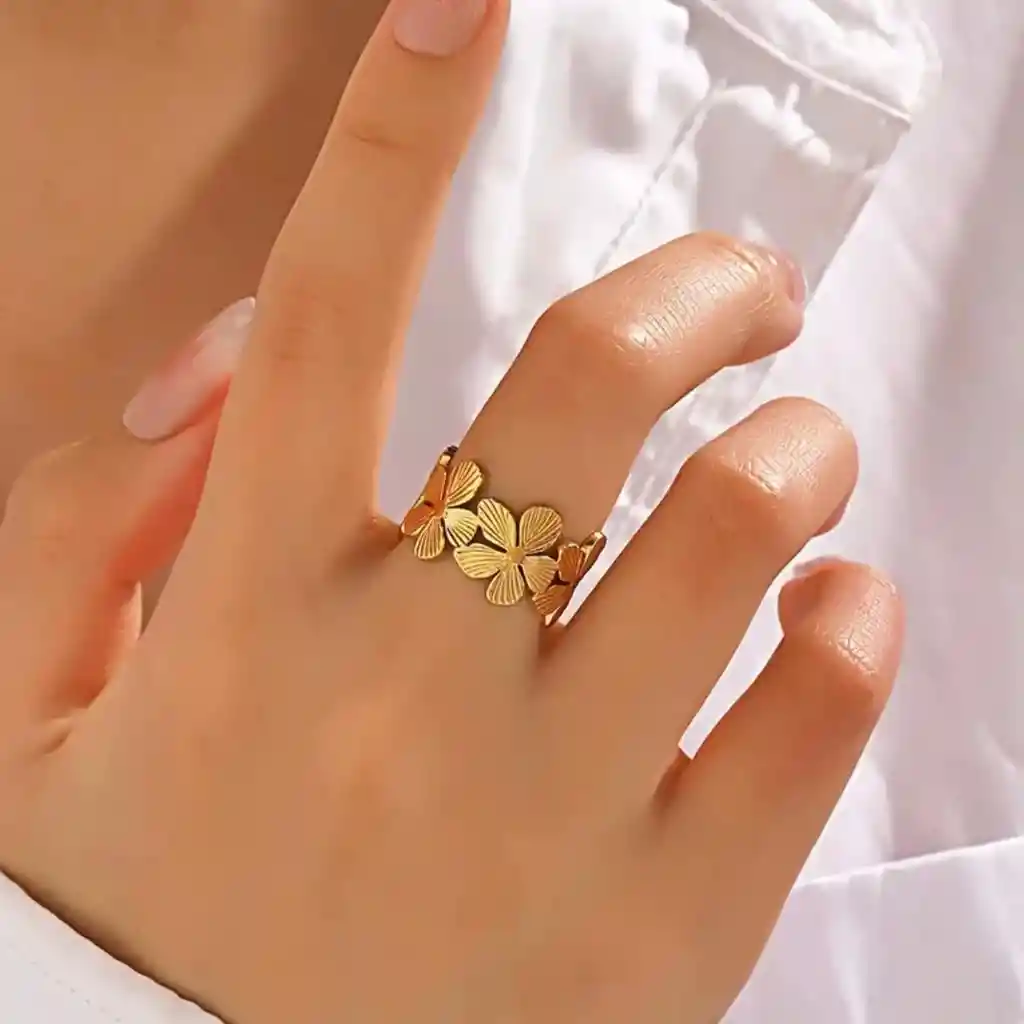 Anillo Flores Dorado