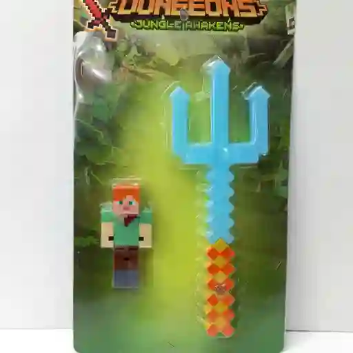 Set Minecraft Con Tridente De Luz Y Sonido