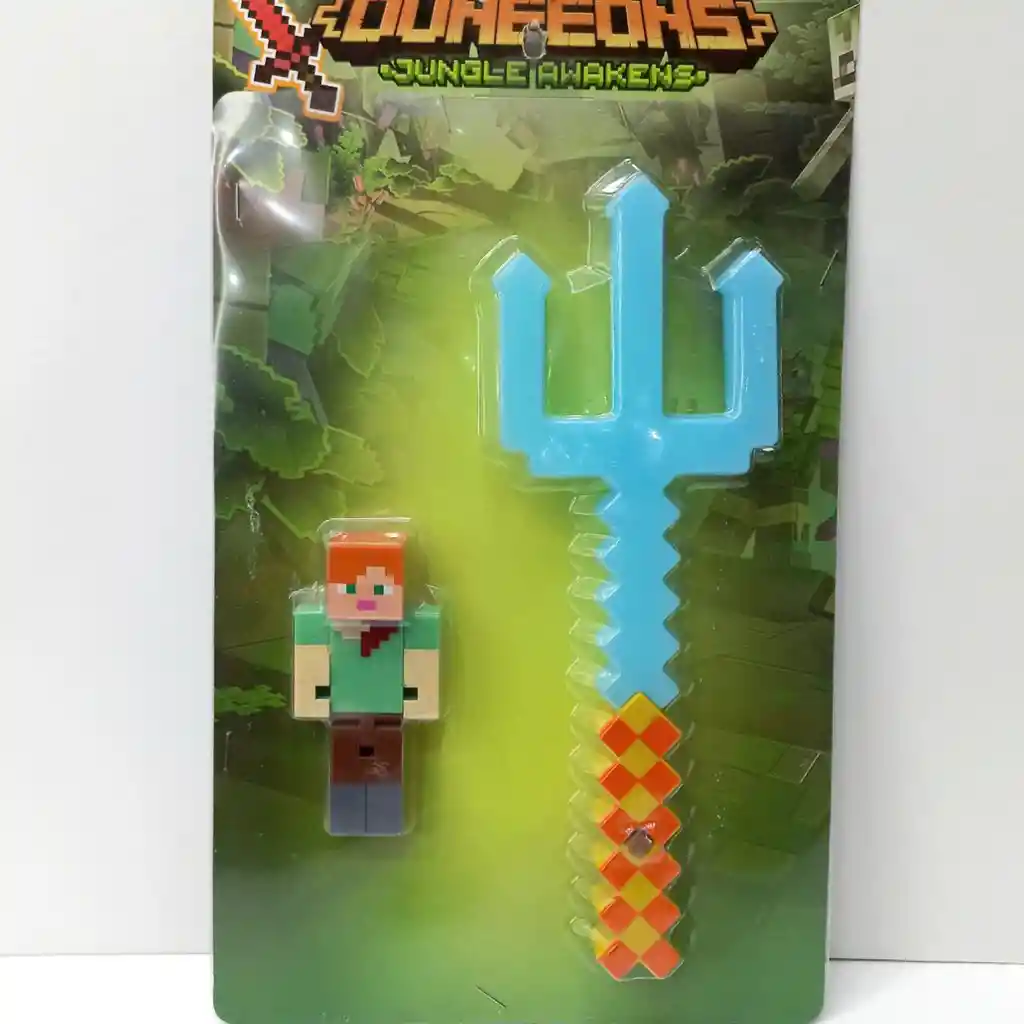 Set Minecraft Con Tridente De Luz Y Sonido
