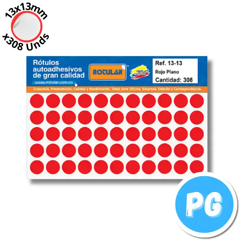 Paquete De Sticker Circular Adhesivo 13x13mm X308 Unds Rojo- Rotulos
