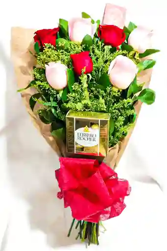 Bouquet De Rosas Mix + Chocolates Ferrero Rocher X4
