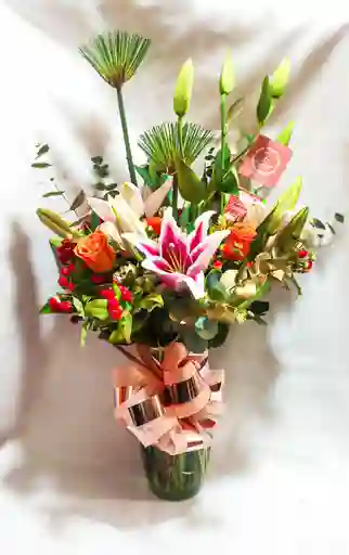 Florero Con Flores Mix