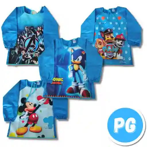 Delantal De Pintura Escolar Antifluido Talla 10 Niño - Se Envia Un Motivo Aleatorio