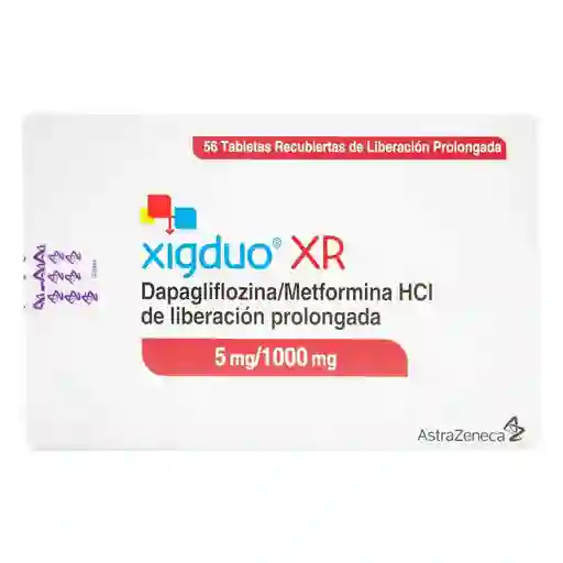 Xigduo Xr 5/1000 Dapagliflozina/metformina .56 Tabletas De Liberación Prolongada