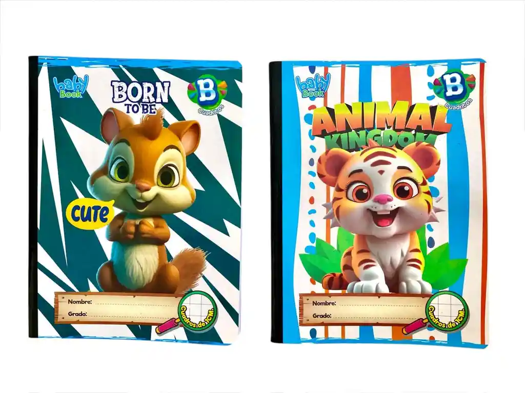 Cuaderno Cosido Para Niño O Niña Cuadros 1x1 100 Hojas Inapel Animalitos Diseños Surtidos