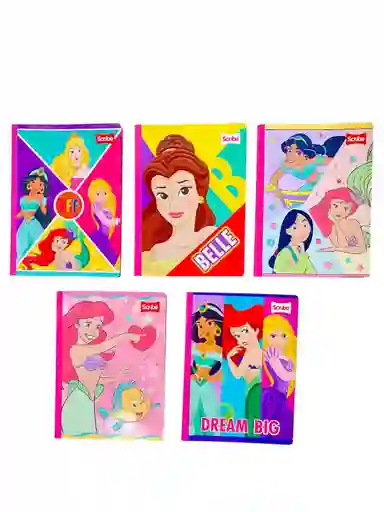 Cuaderno Cosido Para Niña Princesas Disney Cuadriculado X100 Hojas Scribe