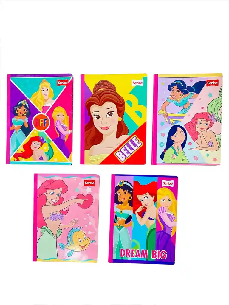 Cuaderno Cosido Para Niña Princesas Disney Cuadriculado X100 Hojas Scribe