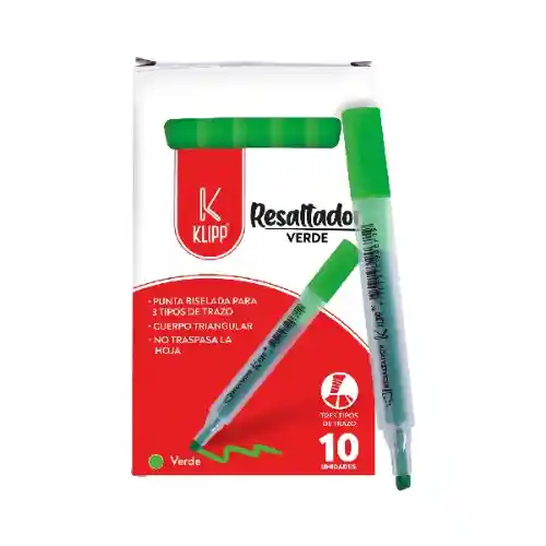 Resaltador Verde Klip Unid