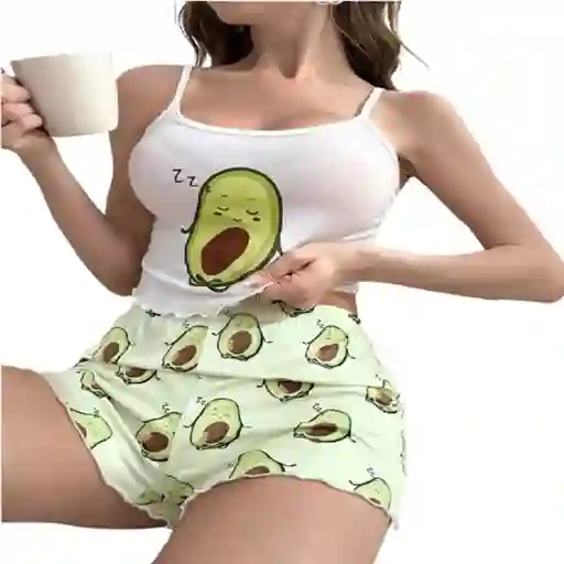 Pijama Dos Piezas Estampado Aguacate Talla S