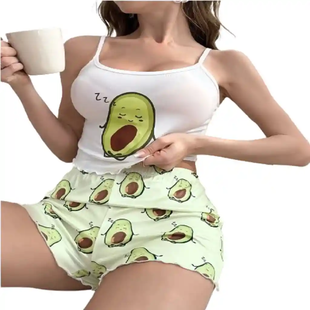 Pijama Dos Piezas Estampado Aguacate Talla S