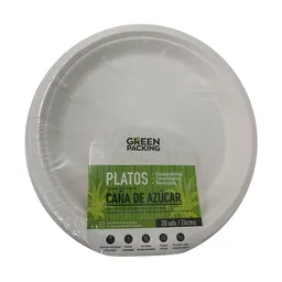 Green Packing Plato Desechable Plano Elaborado con Caña de Azúcar