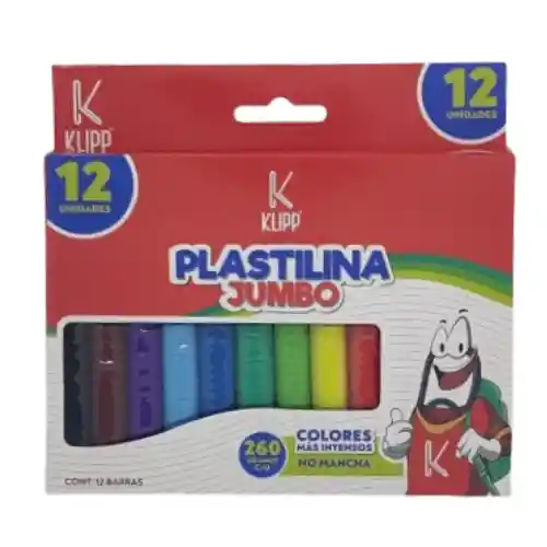 Plastilina Jumbo 260gr X12und Surt Klipp