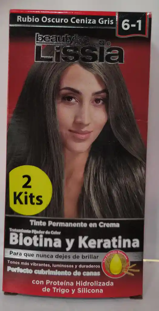 Tinte Lissia 2 Kits Rubio Oscuro Ceniza Gris 6-1 120g