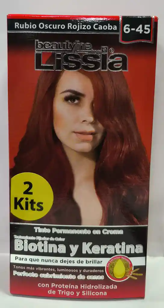 Tinte Lissia 2 Kits Rubio Oscuro Rojizo Caoba 6-45 120g