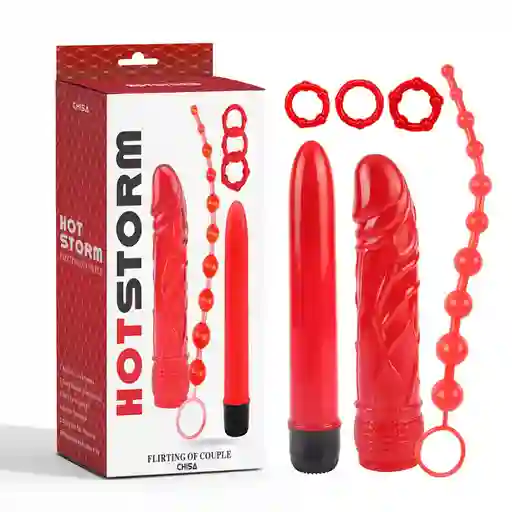 Kit Vibrador Con Anillos Hot Storm