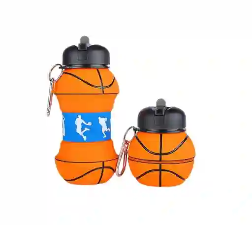 Botella Hidratación Plegable 550ml Silicona Retractil - Baloncesto2