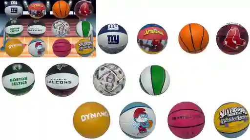 Mini Balón De Basquetbol Diseño De Colores Líneas Equipos