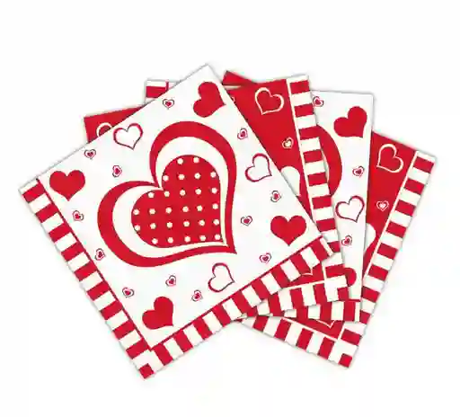 Servilleta Pequeña Corazones Polka X 16 Unidades