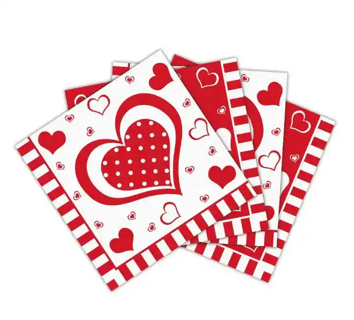 Servilleta Pequeña Corazones Polka X 16 Unidades