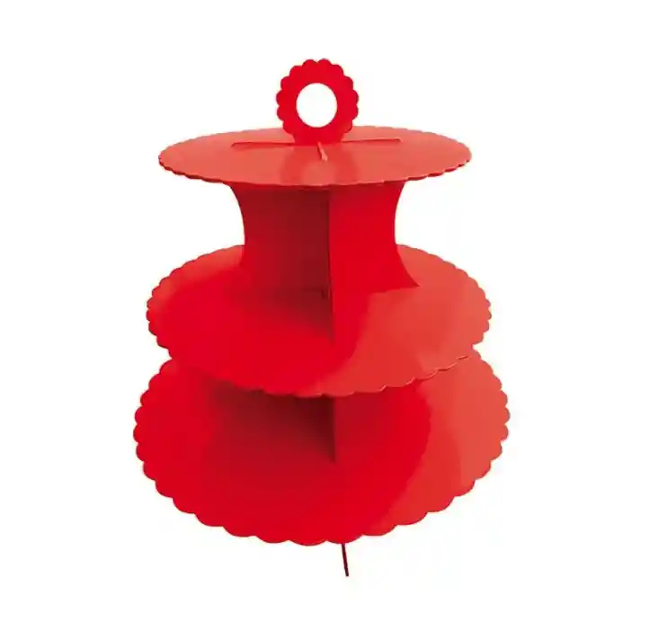 Torre Base Para Cupcakes 3 Niveles Rojo Sempertex X 1 Unidad