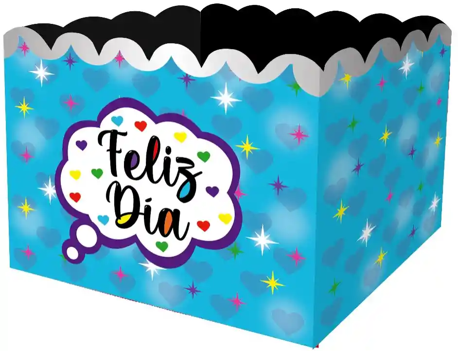 Caja Ancheta Grande Feliz Dia Azul X 1 Unidad