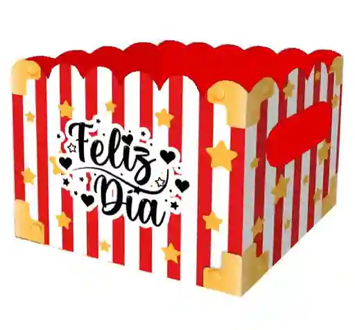 Caja Ancheta Grande Feliz Dia Rayas Rojas X 1 Unidad