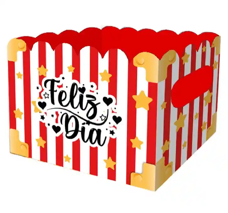 Caja Ancheta Grande Feliz Dia Rayas Rojas X 1 Unidad