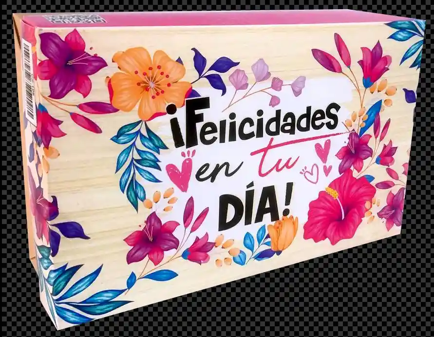 Caja Obsequio Pequeña Felicidades En Tu Dia Flores X 1 Unidad