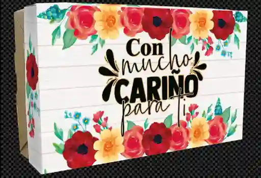 Caja Obsequio Grande Con Mucho Cariño Flores X 1 Unidad