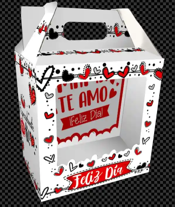 Caja Feliz Mediana Te Amo Feliz Dia Blanco Corazones X 1 Unidad
