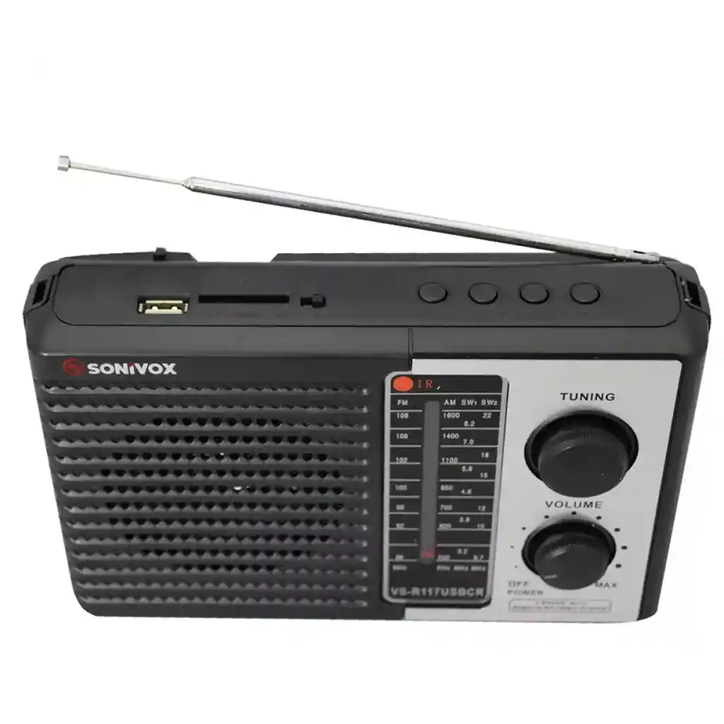 Radio Recargable, Usb, Sd, Bluetooth, Am, Fm, Sw, Control Remoto Sonivox