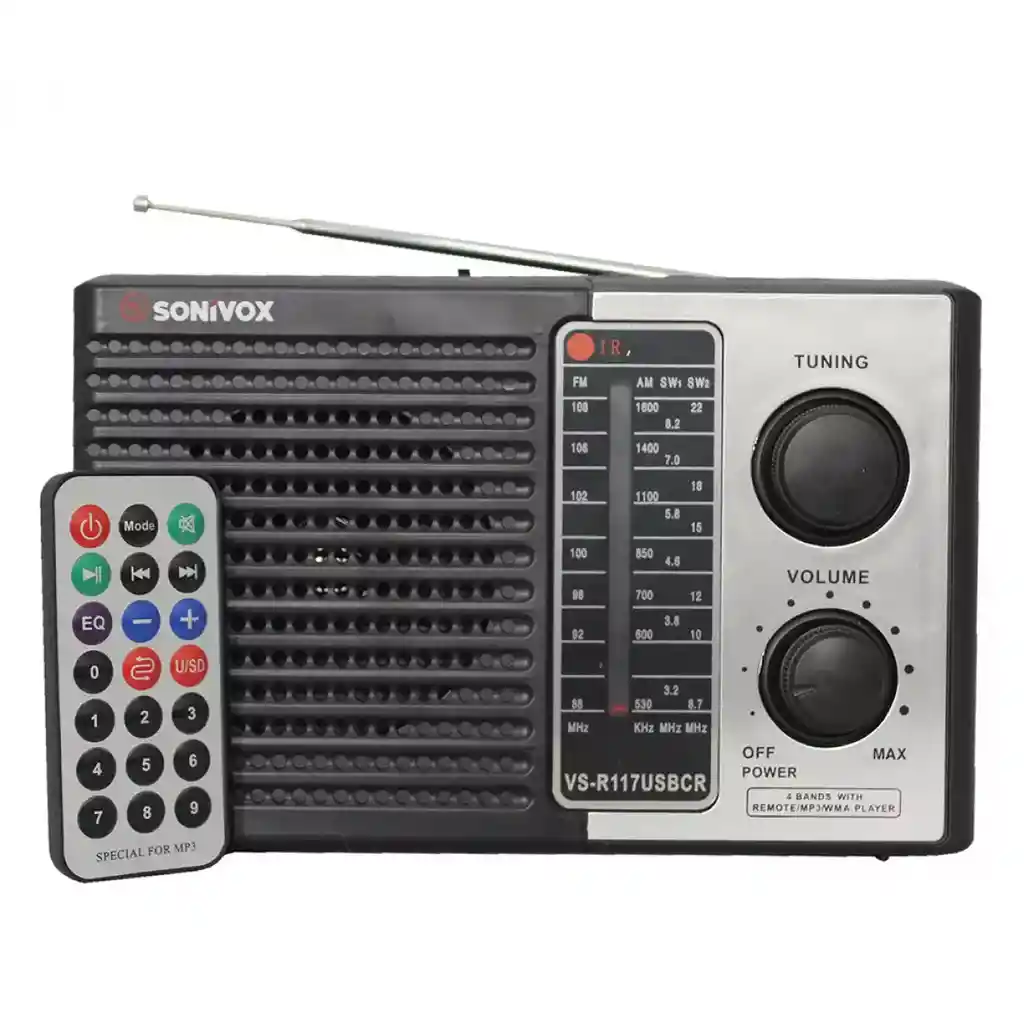 Radio Recargable, Usb, Sd, Bluetooth, Am, Fm, Sw, Control Remoto Sonivox