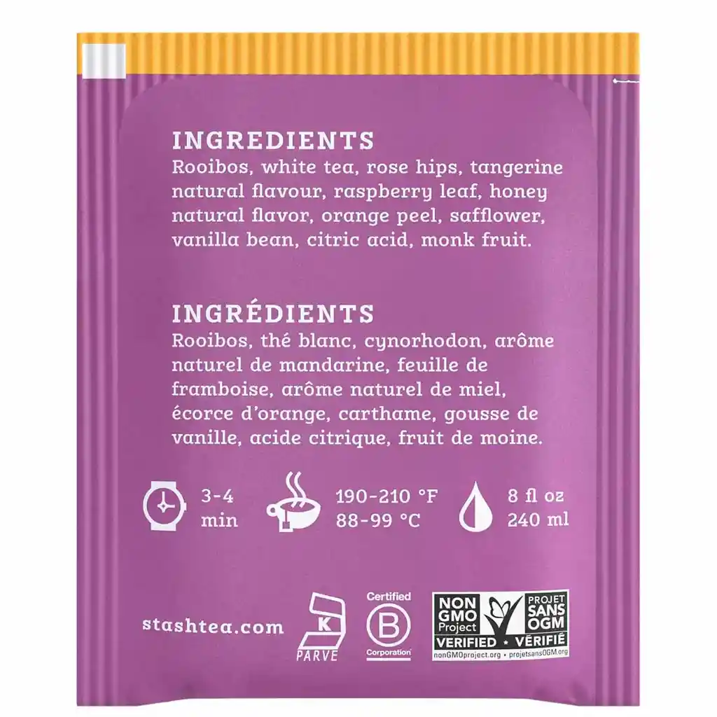 Te Stash White Tea Tangerine Honey Daydream, Té Blanco De Mandarina Miel – 18 Bolsitas 1.2 Oz (35 Gr)