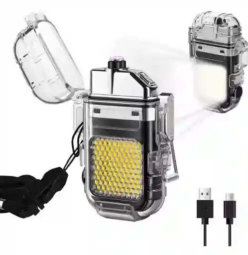 Encendedor Recargable Plasma Resistente Agua Luz Led Camping